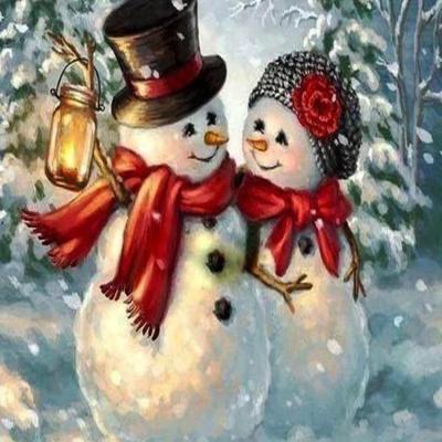 China New Classic/Postmodern Best Selling Christmas Snowman Diamond Painting Diamond Snow Scene Children Canvas Painting for sale