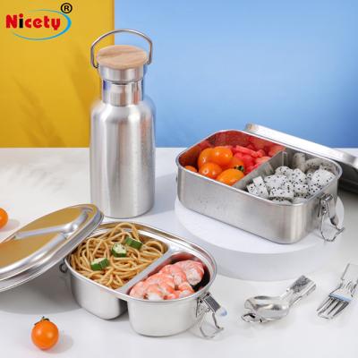 China Heatable 304 Stainless Steel Leak Proof Kids Use Lunch Box 2 Departments Bento Lunch Box For School for sale