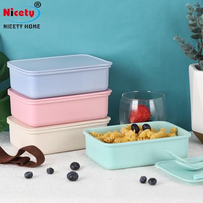 China Cheap Eco-friendly Sealed Bamboo Fiber Freshness Retention School Biodegradable Lunch Box with Tableware Sets for sale