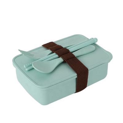 China Cheap Eco-friendly Sealed Bamboo Fiber Freshness Retention School Biodegradable Lunch Box with Tableware Sets for sale