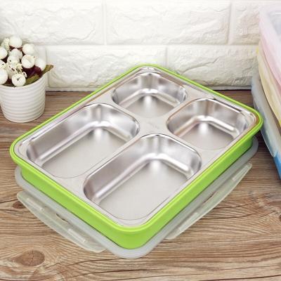 China Freshness Preservation Finesse 4 Compartment Lunch Box Stainless Steel Lunch Box With Large Capacity Compartment Lunch Box for sale