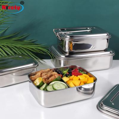 China Freshness Preservation Rectangle Stainless Steel Bento Lunch Box Metal Leak Proof Lunch Box For School for sale