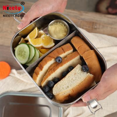 China Finesse Heatable Food Grade 304 Stainless Steel Lunch Box Leakproof Food Container for sale