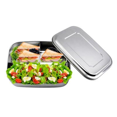 China Large Capacity 3 Section Food Container Stainless Steel Food Container Lunch Box For Kids for sale