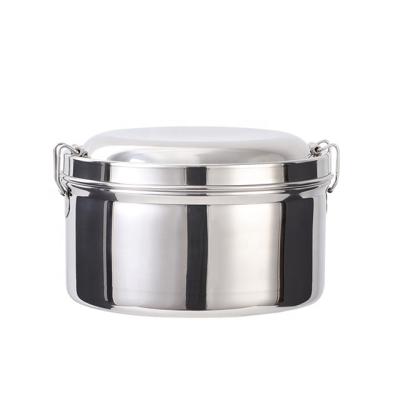 China Fresh Preservation Convenient Polished Round Stainless Steel Lunch Box With Handle And Lock for sale