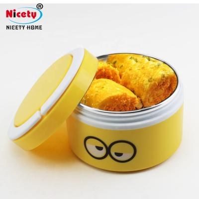 China Stainless Steel Metal Carrier Cover Plastic Cheerful Viable Storage Safe Plastic Food Thermal Round Lunch Box For Kids for sale