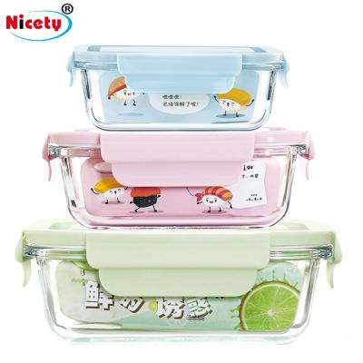 China Freshness Preservation Plant Maker Glass Bento Box For Refrigerator Rectangular Food Containers For Kitchen for sale