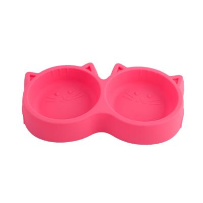 China New Design Sustainable Recycle Silicone Two Uses Dog Bowl Cat Bowl Pet Bowl With Pet Shape for sale