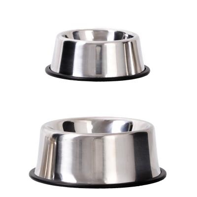 China Viable Stainless Steel Pet Bowl / Feeder With Anti-Slip Rubber Ring for sale