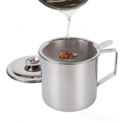 China 40oz Stainless Steel Viable Grease Keeper Container Oil Can Keeper With Removable Strainer For Kitchen for sale