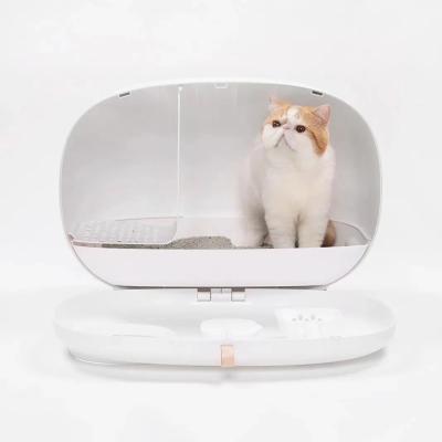 China Hot Sustainable In Europe Wholesale Pet Cat Litter Box Enclosed Cleaning Fashion And Lightweight Toilets For Cats High Quality for sale