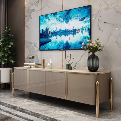 China Modern Classic Design White MDF TV Stand And Tempered Glass High Gloss Paint TV Table for sale