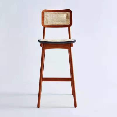 China Modern Rattan Wicker Barstool Rattan Barstools Chair With Footstool And Back for sale