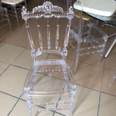 China Modern Ultraviolet-proof Resin chiavari stacking transparent acrylic wedding chair for clear dining chair wholesale for sale