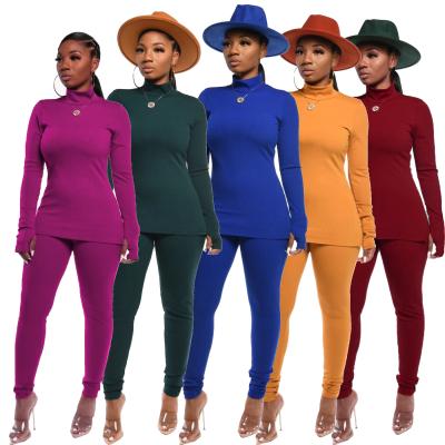 China 2020 QUICK DRY fashion pure color slim Suitwomen's casual two-piece set sets QUICK DRY women's matching sets falling for sale