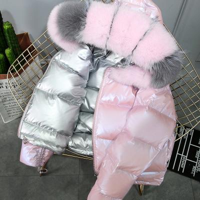 China Fox Fur Anti Shrink Collar Down Jackets Bubble Short Coats Women Coats For Women Jacket Winter Coats Ladies Stripper for sale