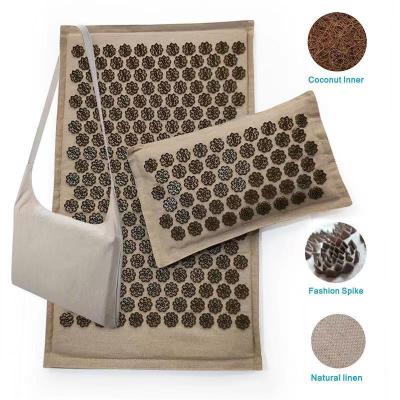 China Custom Black Massage Bed Acupressure Mat With Filling Nails Coconut ABS Pillow And Mat Set For Back Massager for sale