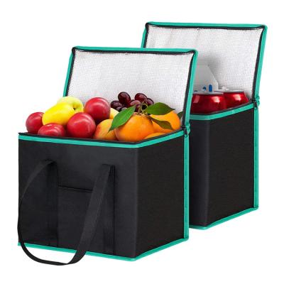 China Waterproof Promotional Custom Printed Non Woven Tote Lunch Thermal Insulated Food Deliver Cooler Bag for sale