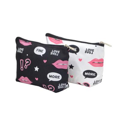 China Who respects the environment; Recyclable; Hot Sale Women Letters Makeup Bag Travel Necesery Bag Reusable Zipper Cosmetic Organizer Canvas Cosmetic Bag For Cosmetics for sale