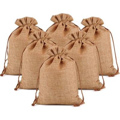 China Who respects the environment; Recyclable; Hot Sale Reusable Custom Logo Printed Eco Friendly Small Pouch Burlap Burlap Drawstring Gift Bag With Handles for sale