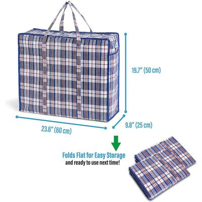 China Extra Large 75L PP Woven Water Resistant Folding Moving Storage Bag With Durable Zipper for sale