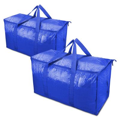 China Extra Large Folding Waterproof Durable PP Woven Moving Bags With Zippers And Carry Handles for sale