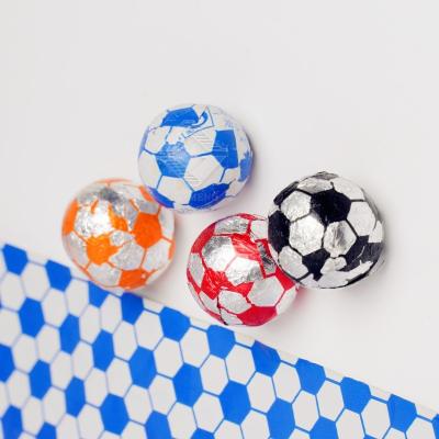 China Food Chocolate Wrapping Football Roll Food Guard Wrapper Color Printed Aluminum Foil Chocolate Wrappers For Chocolate Balls for sale