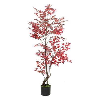 China Plant Potted Decoration 150cm Trees Plastic Artificial Red Flower Pots Indoor Plants Cheap Models With Wholesale Price for sale