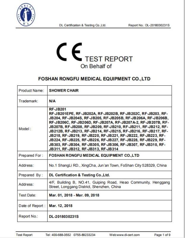 CE - Fongshan Rongfu Medical Equipment Co., Ltd.