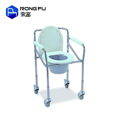 China Folding Aluminum Hospital Commode Chair With Wheels for sale