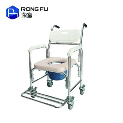 China Disabled Healthcare Shower Commode Wheelchair with Wheels for the Elderly for sale