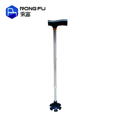 China Aluminum Self Standing Walking Cane Walking Stick Silver Color for sale