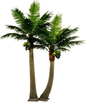 China Eco-friendly materials wholesal price 8 feet 2 meter leaning artifici palm plant artificial coconut trees for decorative outdoor garden for sale