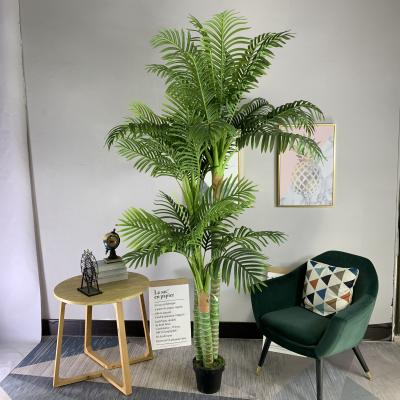 China Plant Eco-friendly Plastic Potted Plastic Bonsai Artificial Potted Bonsai Chrysalidocarpus Palmera Kwai Palm Tree for sale