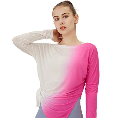 China Tie Dye Yoga Clothes Long Sleeve Top Sports T-shirt Breathable Hot Selling Fitness Casual Clothes for sale