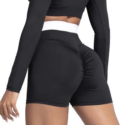 China New Breathable Crossover Waist Sports Shorts Women High Waist Yoga Pants Running Outdoor Wear Fitness Pants for sale