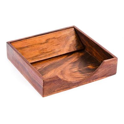 China CLASSIC Best Selling Handmade Wooden Countertop Square Flat Kitchen Paper Towel Holder for sale