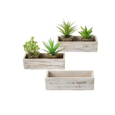 China American style white succulent planting wooden box and modern minimalist old green plant planter wooden box for sale