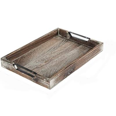 China Wholesale Custom Decorative Trays Home Decorative Tray Gray Cast Iron Vintage Restaurant Hotel Wooden Tray for sale