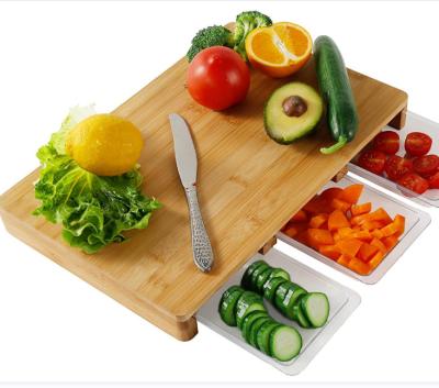 China Wholesale Multifunctional Viable Drawer Storage Customization Wooden Cutting Board Set for sale