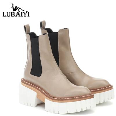 China New Fashion Thermal Stretch Winter Ankle Booties Woman Platform Boots Ladies Leather Trim Women Boots Shoes for sale