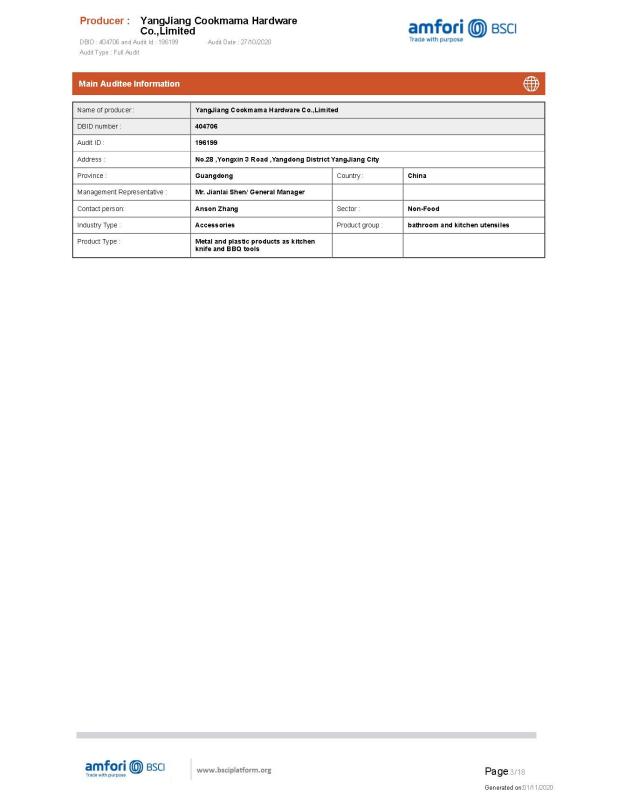 BSCI - Yangjiang Cookmama Hardware Co., Limited