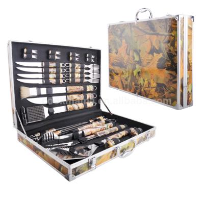 China Easily Cleaned 28Pcs Camouflage Stainless Steel BBQ Tools for sale