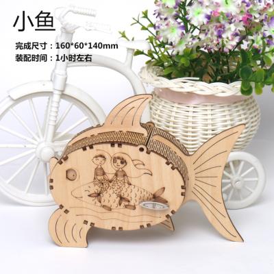 China Wholesale Customized Music Box Wooden Animal Model Puzzle Children Fun Toys Plus Beech Material Mechanical Storage Box Assembly Wooden Toy for sale