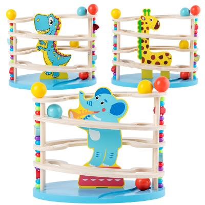 China Game of Wooden Cute Learning Animal Marble Ball Track Racer Racer Rolling Bead Elephant Marble Ball Game for Kids for sale