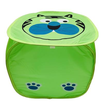 China Folding Collapsible Polyester Storage Cartoon Tiger Cat Dog Monkey Print Box For Toy Trash Basket With Handle for sale