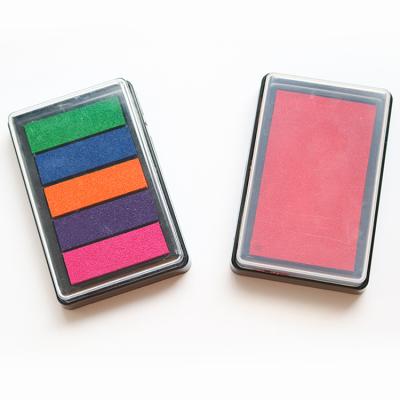 China Manufacturer direct Custom Toy Plastic Office Financial Monochrome Office Five Color Rainbow Coins Ink Stamp Pad Craft for sale