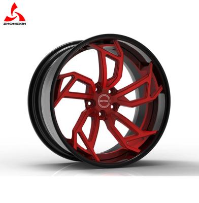 China 6061-T6 China Aluminum Wheels Customize Dual Color18 19' 20' 21' 22' D-motion Design Luxury 2 Piece Forged Wheel for sale