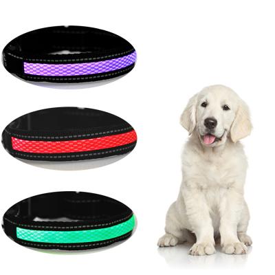 China New Product USB Rechargeable Eco-Friendly Led Waterproof Nylon Reflective Lights Dog Cat Collar for sale