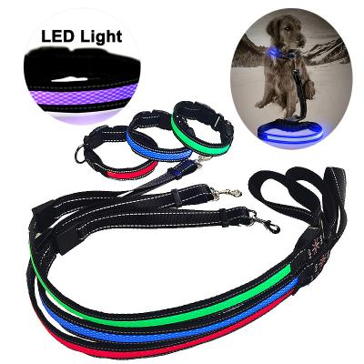 China Thoughtful Hot Selling Nylon Led Personalized Matching Dog Collar And Leash Set for sale